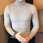 Men’s Cable Knit Turtleneck Long Sleeve Sweater