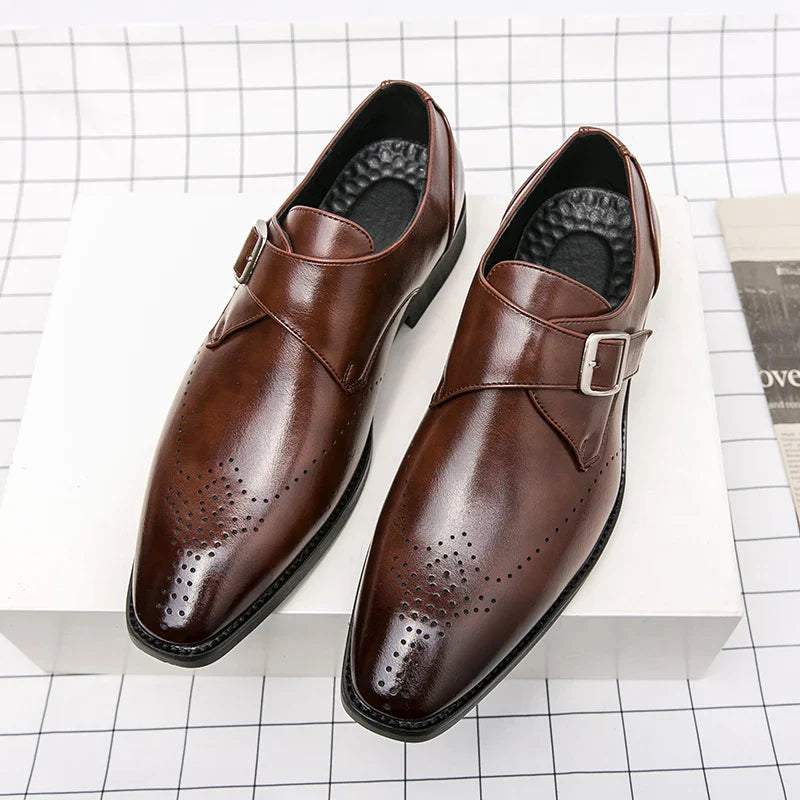 Men’s Closed Toe Buckle Strap Formal Dress Shoes