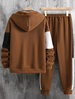Men’s Color Block Zip Up 2 Piece Tracksuit Set