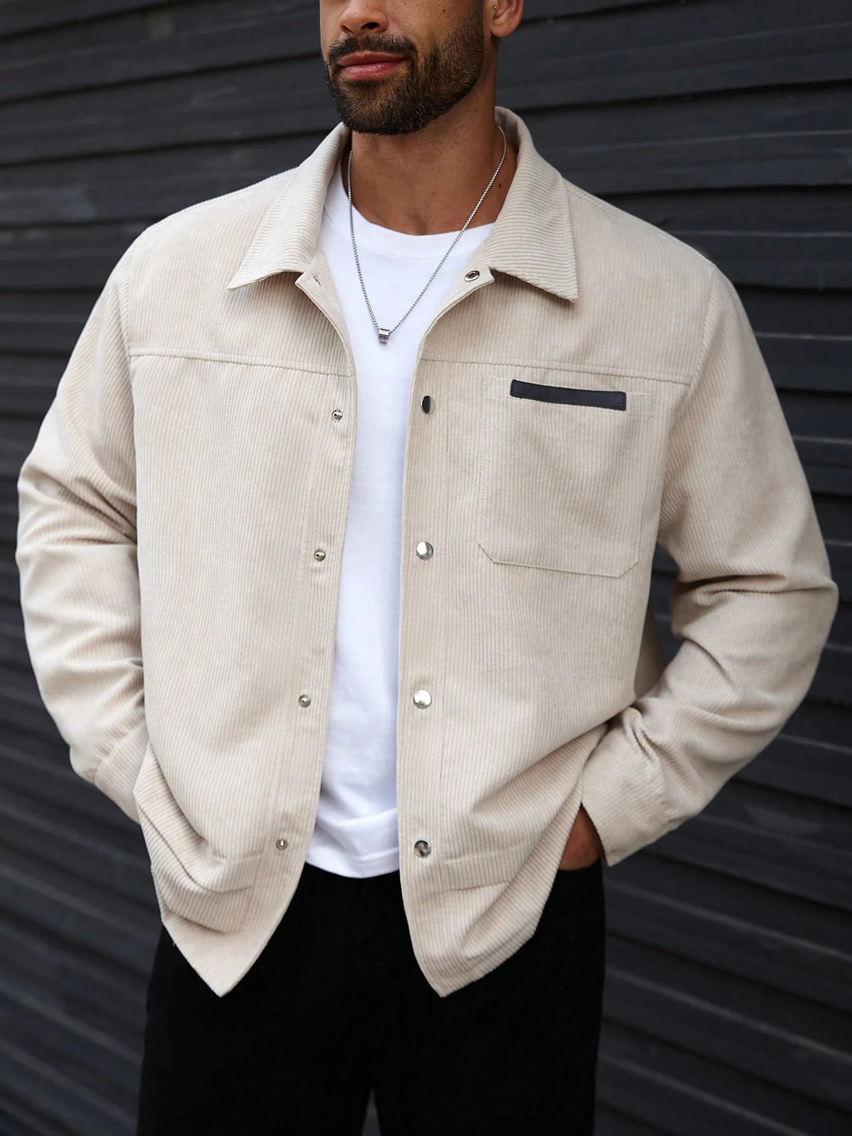 Men’s Corduroy Snap Button Shirt Jacket