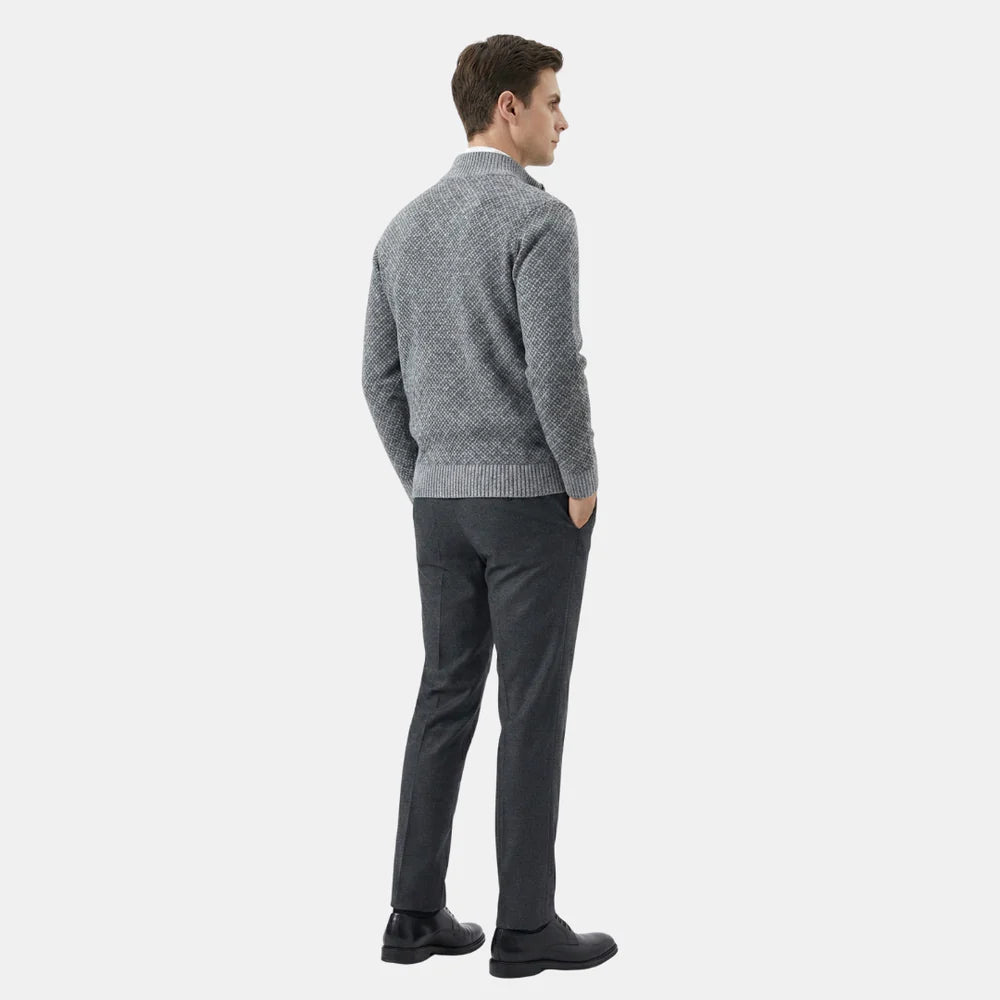 Men’s Diamond Pattern Full Zip Knit Cardigan