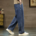 Men’s Drawstring Waist Wide Leg Jeans