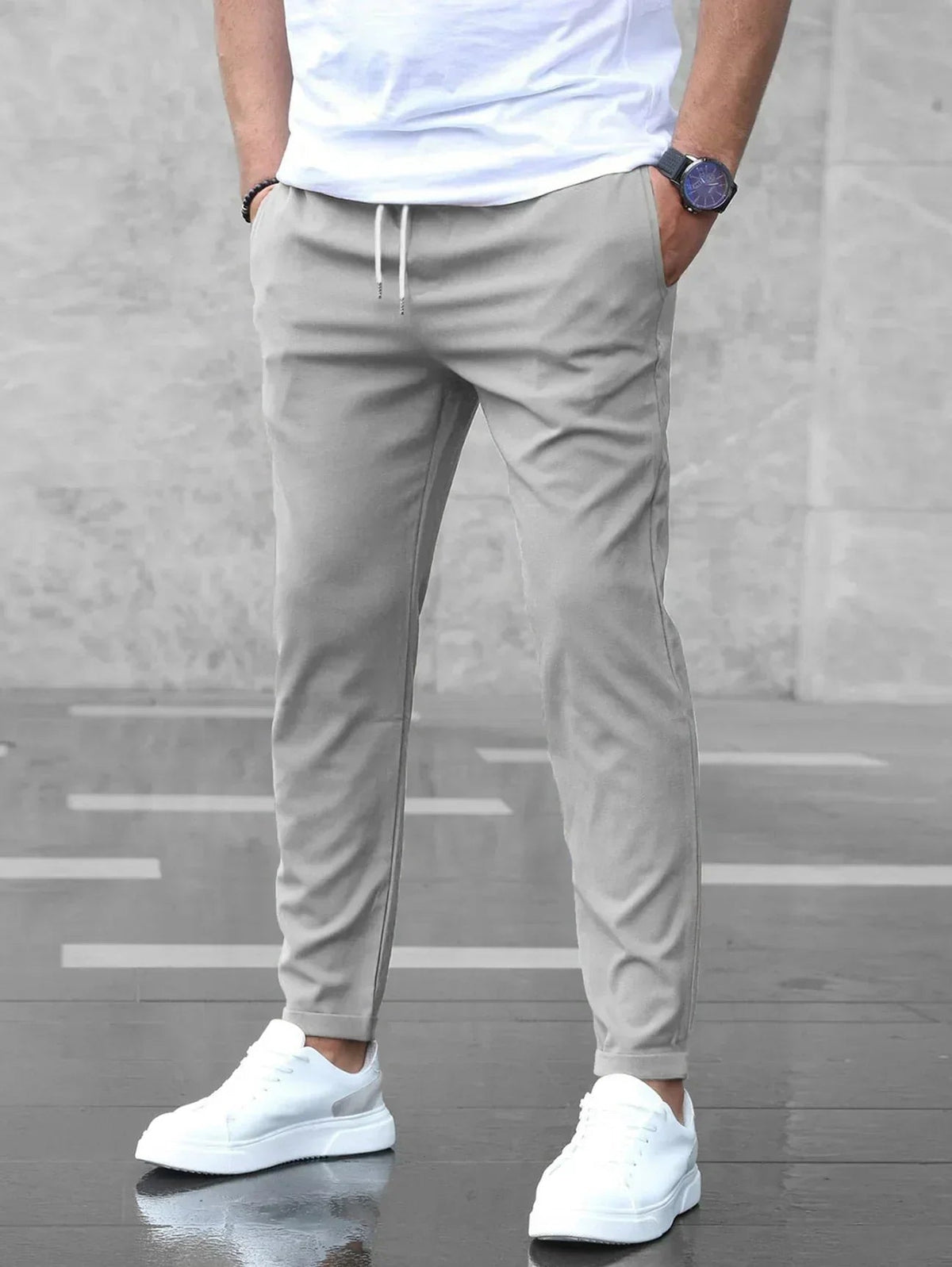 Men’s Elastic Waist Drawstring Slim Fit Pants