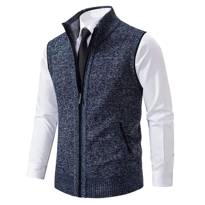 Men’s Full Zip Stand Collar Cardigan Vest
