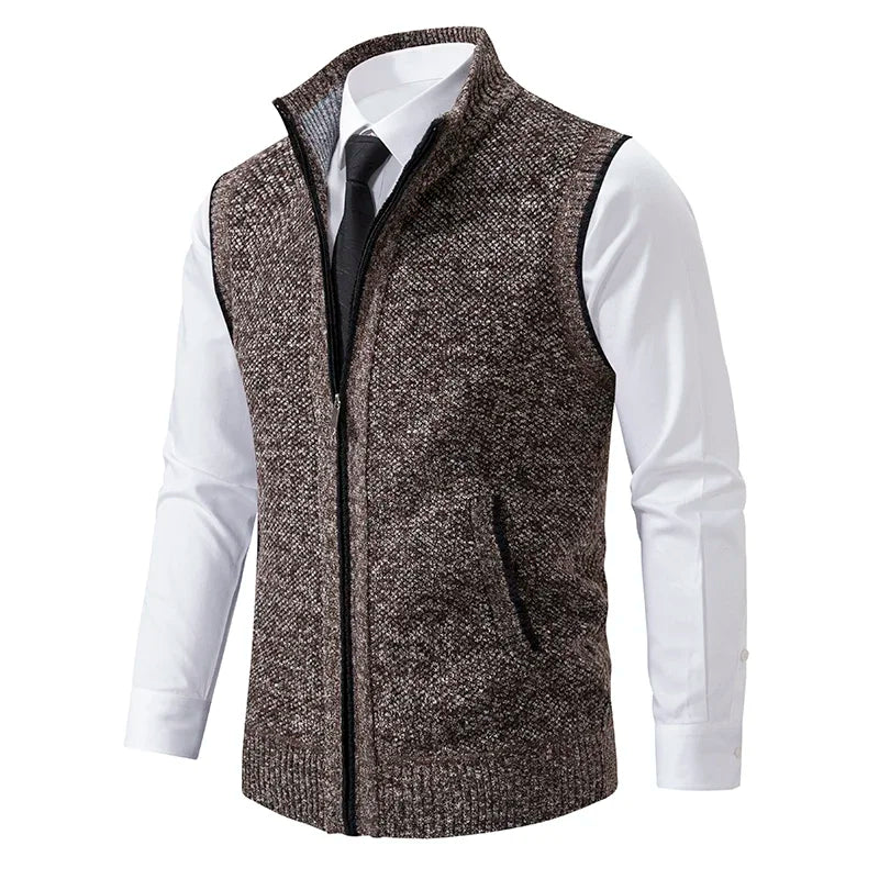 Men’s Full Zip Stand Collar Cardigan Vest