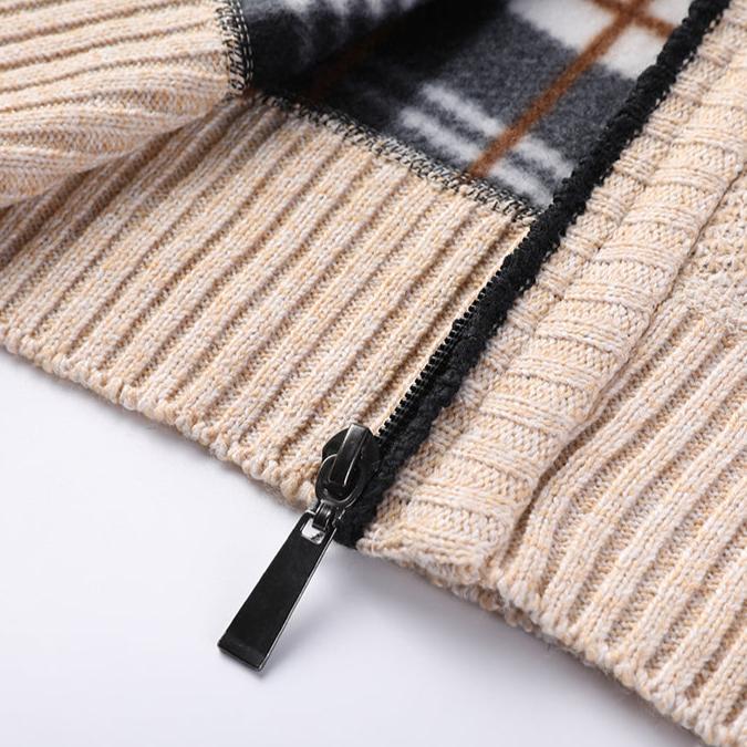 Men’s Full Zip Stand Collar Knit Cardigan