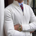 Men’s Half Zip Stand Collar Long Sleeve Knit Sweater