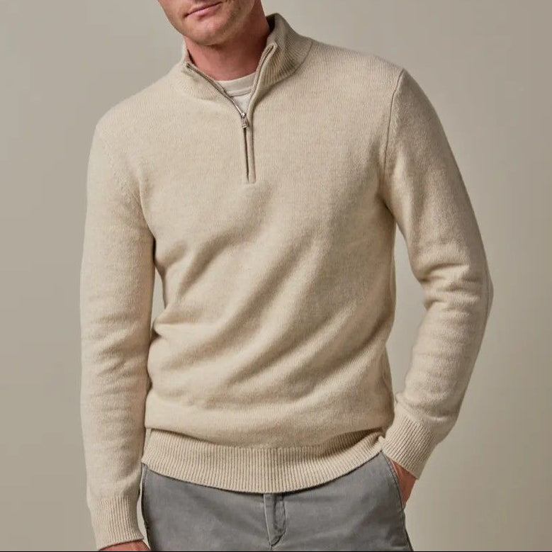 Men’s Half Zip Stand Collar Long Sleeve Pullover Sweater