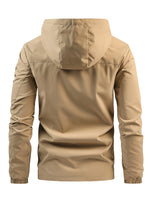 Men’s Hooded Zip Front Chest Pocket Windbreaker Jacket
