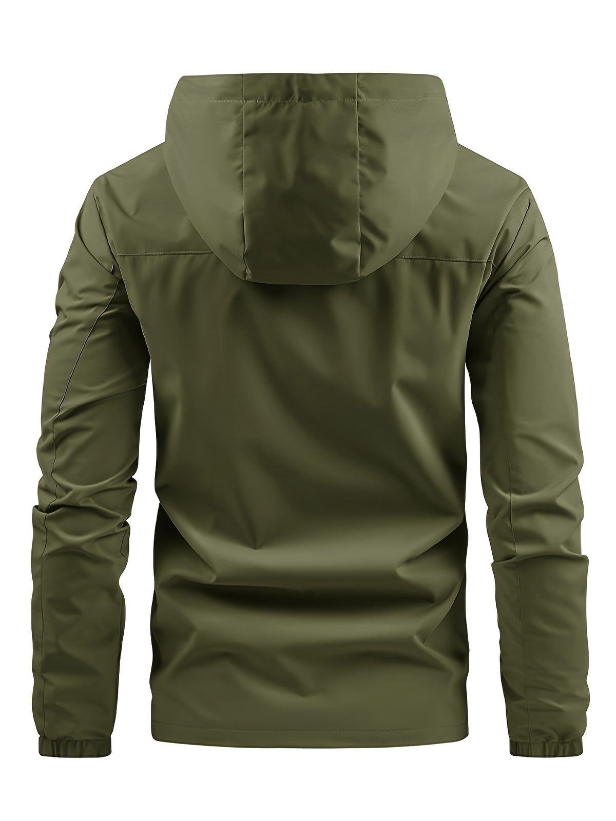 Men’s Hooded Zip Front Chest Pocket Windbreaker Jacket