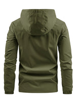 Men’s Hooded Zip Front Chest Pocket Windbreaker Jacket