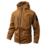Men’s Hooded Zip Front Multi Pocket Windbreaker Jacket