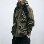Men’s Hooded Zip-Up Front Multi Pocket Windbreaker Jacket