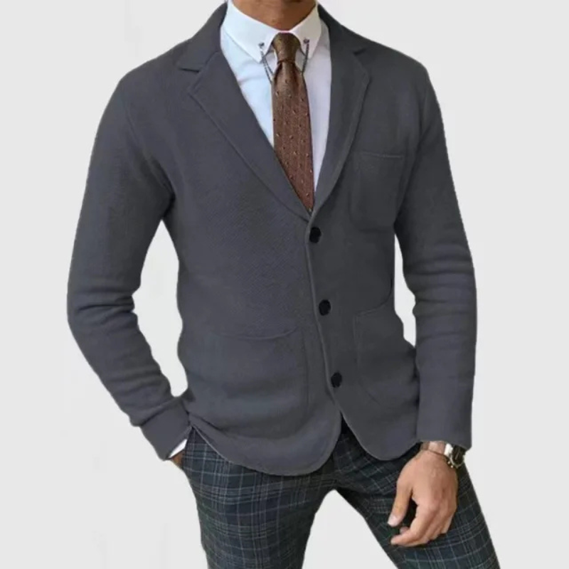 Men’s Knit Notch Lapel Button Front Blazer Jacket
