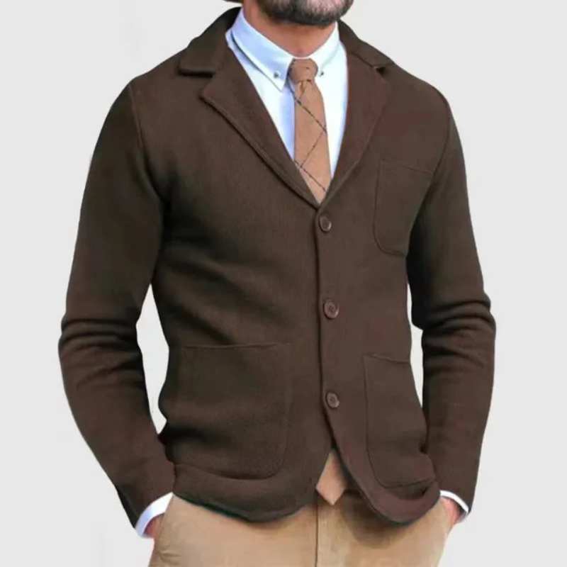 Men’s Knit Notch Lapel Button Front Blazer Jacket