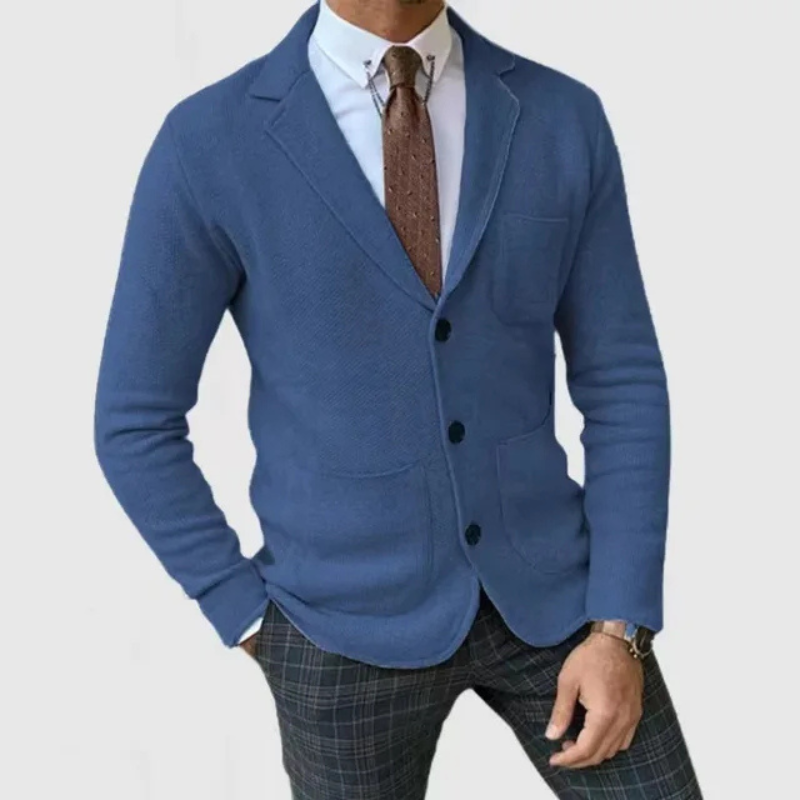 Men’s Knit Notch Lapel Button Front Blazer Jacket