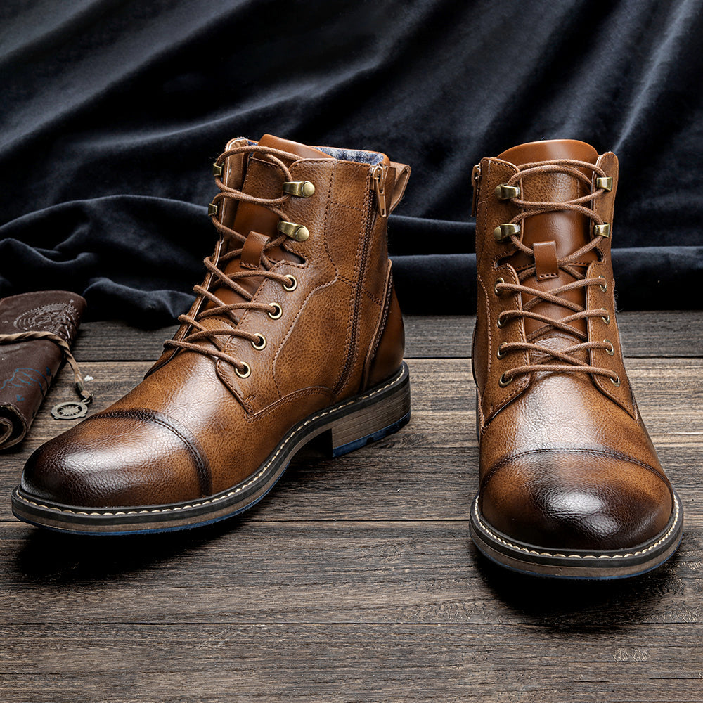 Men’s Lace-Up Cap Toe Ankle Boots