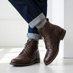 Men’s Lace-Up Distressed Finish Cap Toe Ankle Boots