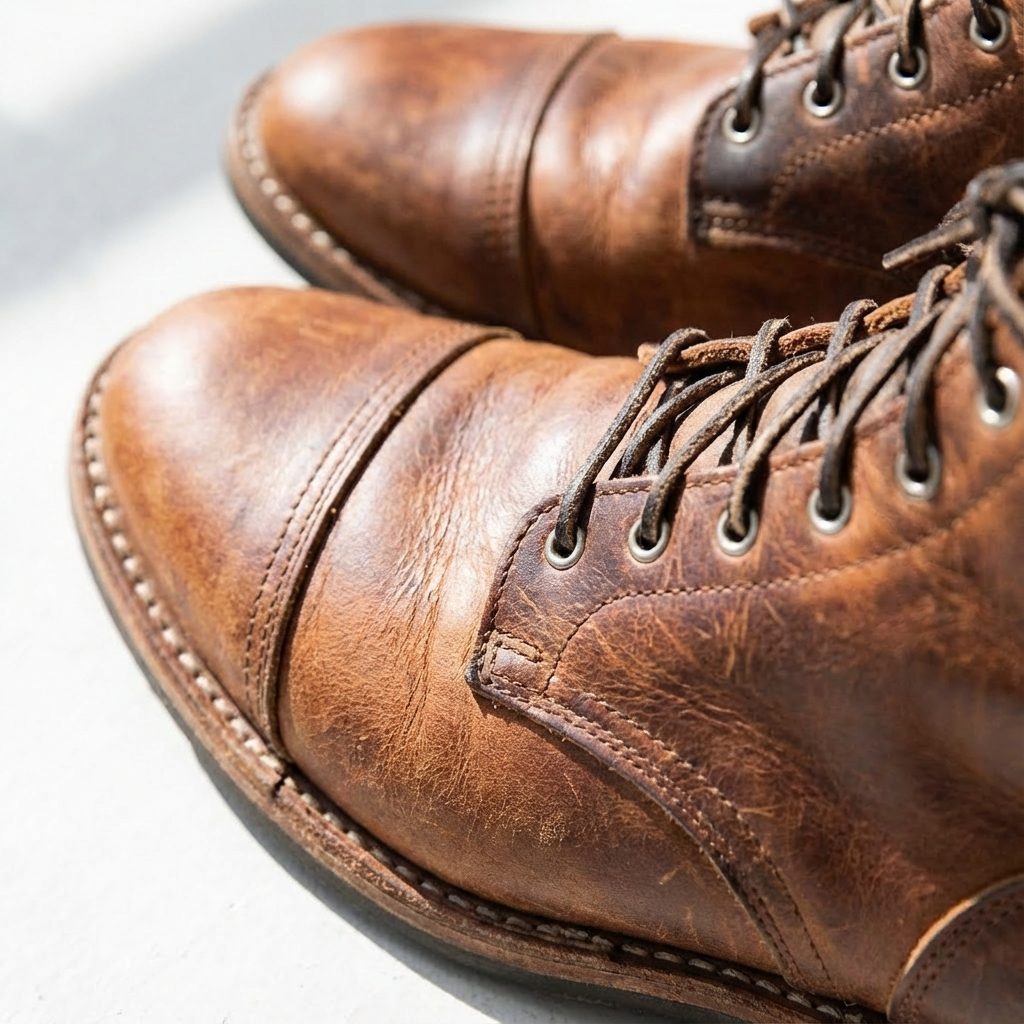 Men’s Lace-Up Distressed Finish Cap Toe Ankle Boots