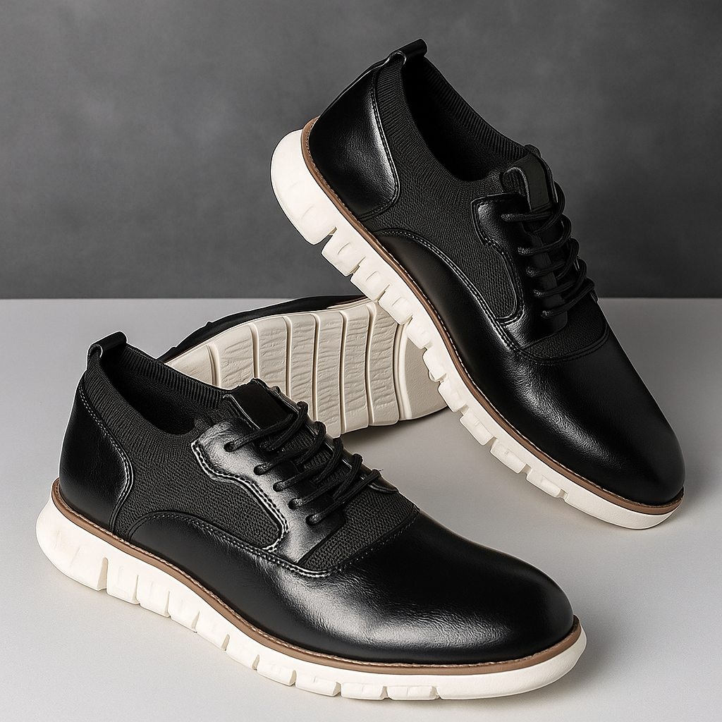 Men's Lace Up Low Top Knit Panel Shoes