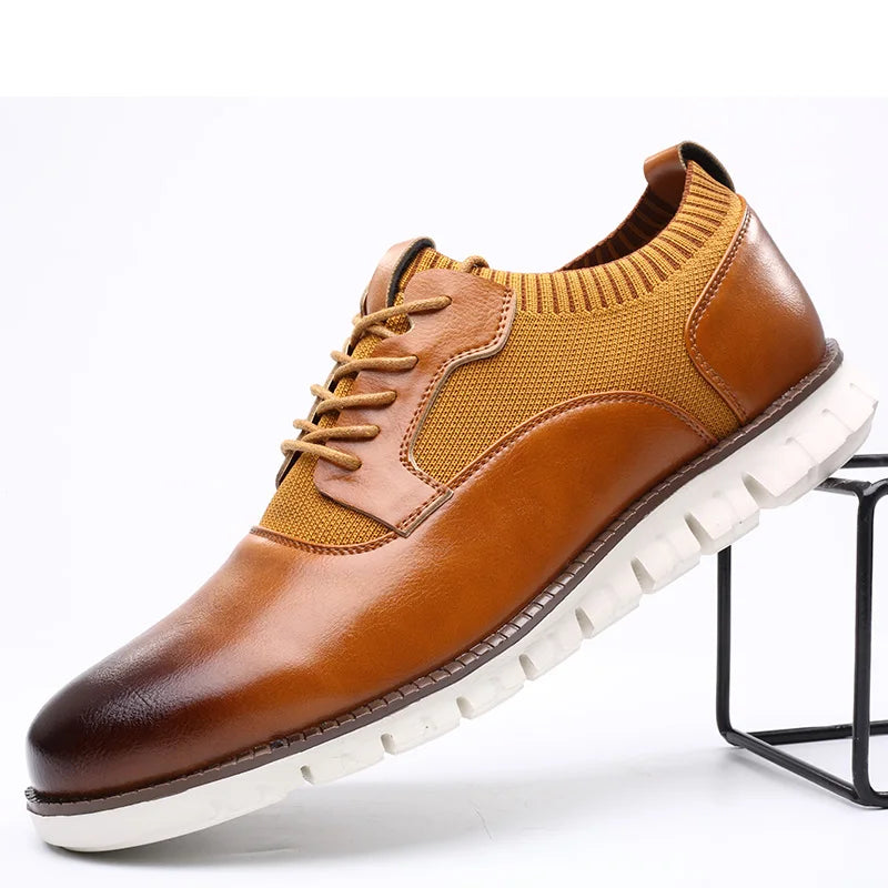 Men's Lace Up Low Top Knit Panel Shoes