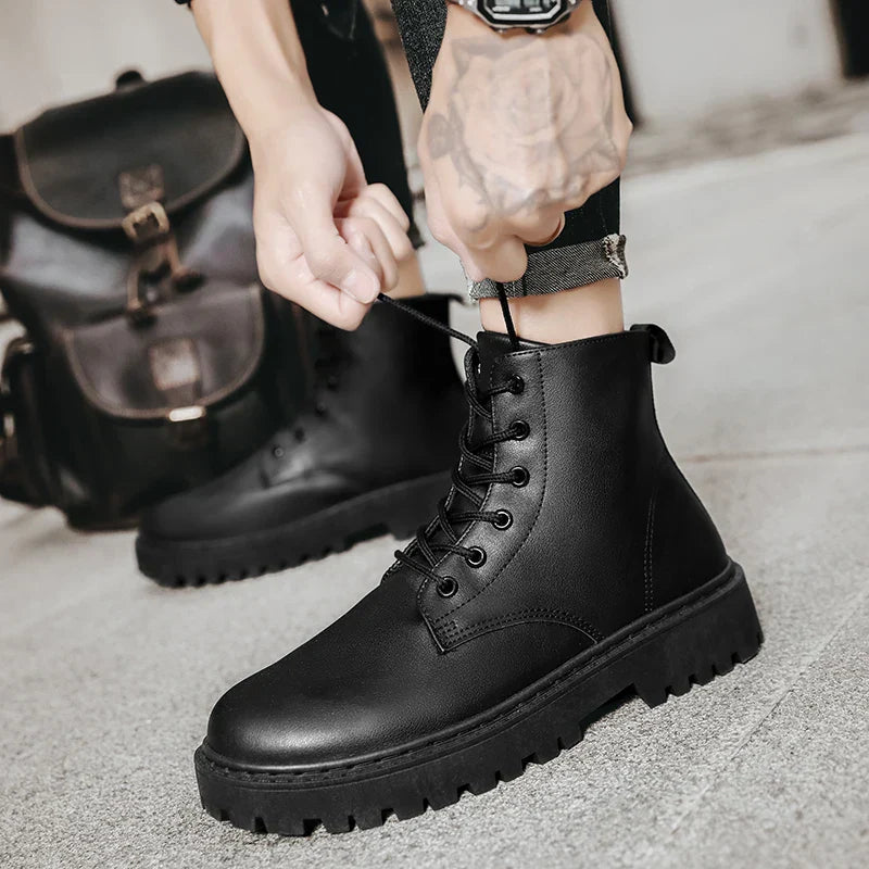 Men’s Lace-Up Round Toe Lug Sole Ankle Boots