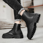 Men’s Lace-Up Round Toe Lug Sole Ankle Boots