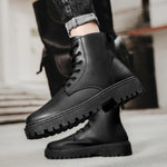 Men’s Lace-Up Round Toe Lug Sole Ankle Boots