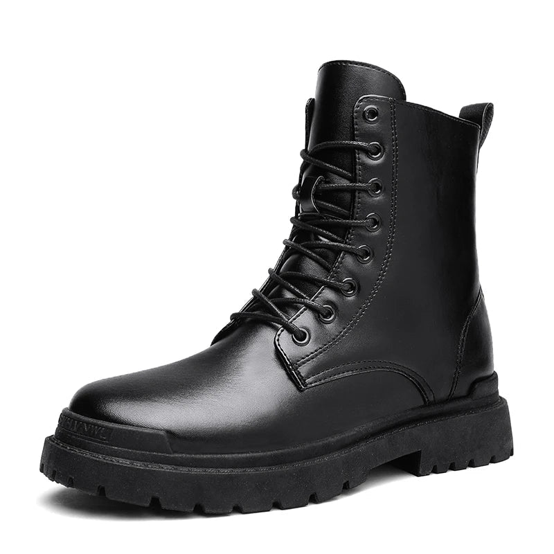 Men’s Lace-Up and Side Zip Combat Style Ankle Boots