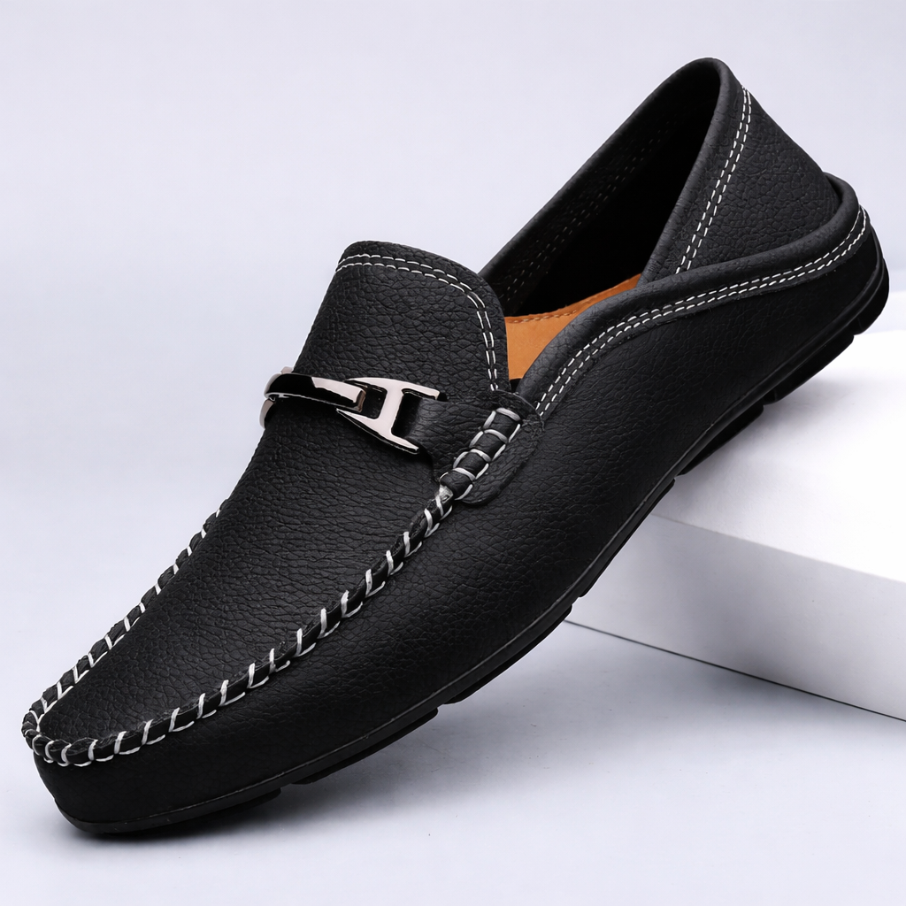 Men’s Leather Look Horsebit Loafers