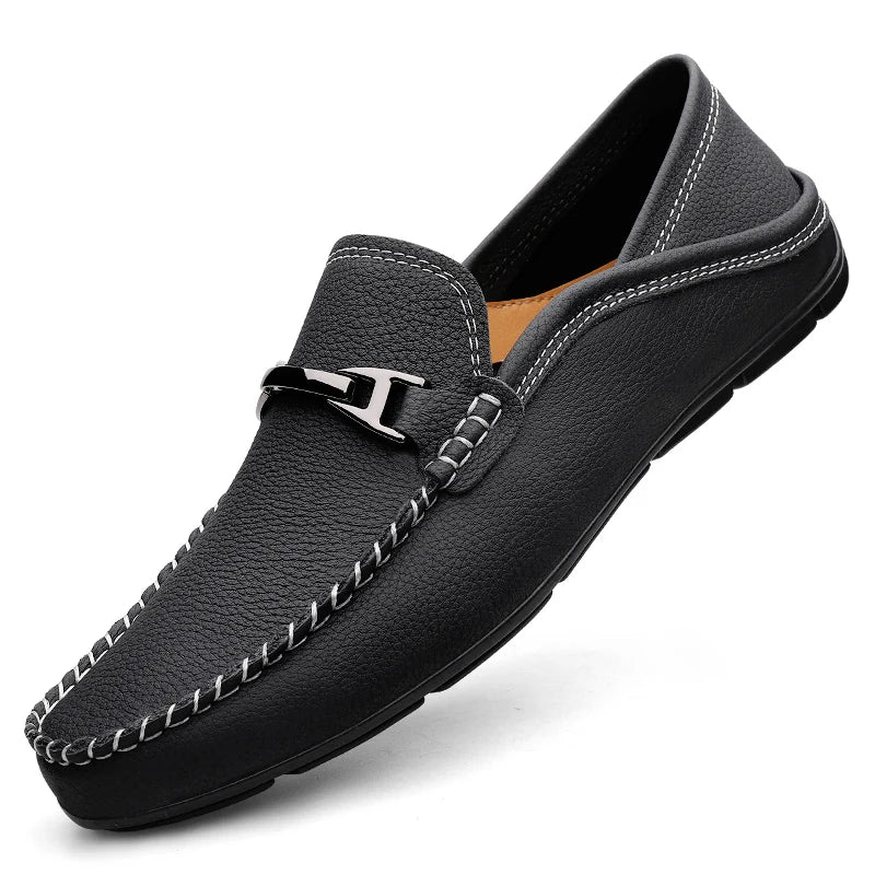 Men’s Leather Look Horsebit Loafers