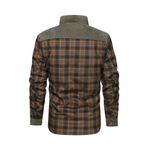 Men's Long Sleeve Button Front Fleece-lined Plaid Shirt Jacket