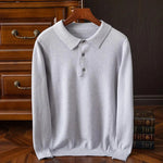 Men's Long Sleeve Buttoned Polo Sweater