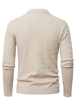 Men's Long Sleeve Cable Knit Polo Sweater