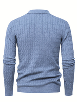 Men's Long Sleeve Cable Knit Polo Sweater