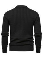Men's Long Sleeve Cable Knit Polo Sweater