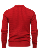 Men's Long Sleeve Cable Knit Polo Sweater
