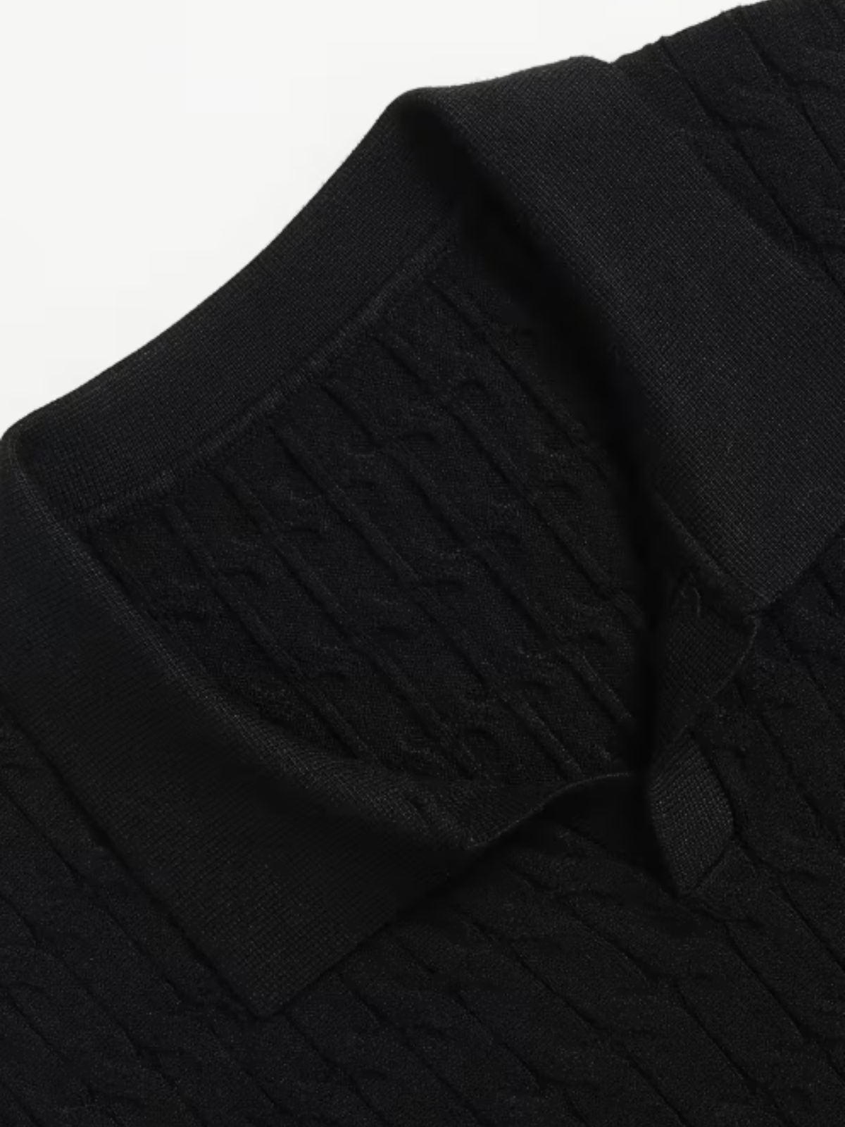 Men's Long Sleeve Cable Knit Polo Sweater