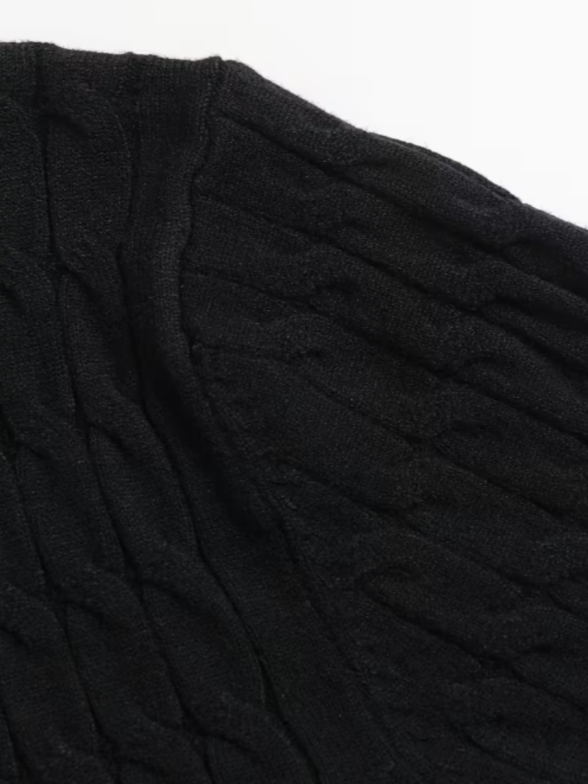 Men's Long Sleeve Cable Knit Polo Sweater