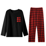Men’s Long Sleeve Check Pocket 2 Piece Pajama Set