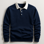 Men's Long Sleeve Contrast Collar Polo Sweater