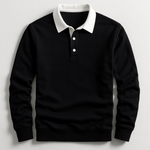 Men's Long Sleeve Contrast Collar Polo Sweater