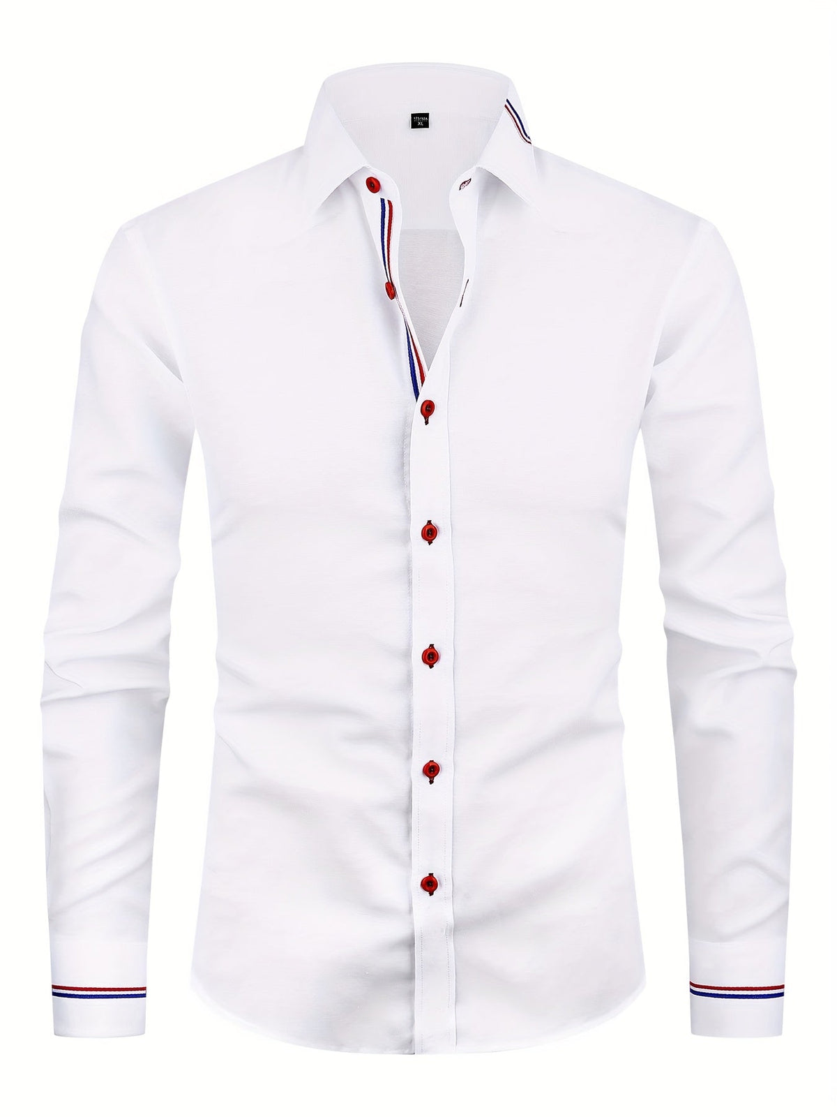Men's Long Sleeve Contrast Placket Button Down Shirt
