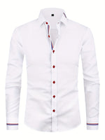 Men's Long Sleeve Contrast Placket Button Down Shirt