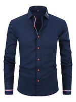 Men's Long Sleeve Contrast Placket Button Down Shirt