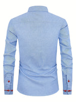 Men's Long Sleeve Contrast Placket Button Down Shirt