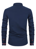 Men's Long Sleeve Contrast Placket Button Down Shirt