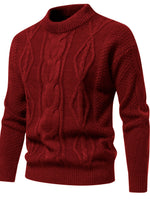 Men's Long Sleeve Crew Neck Cable Knitted Sweater