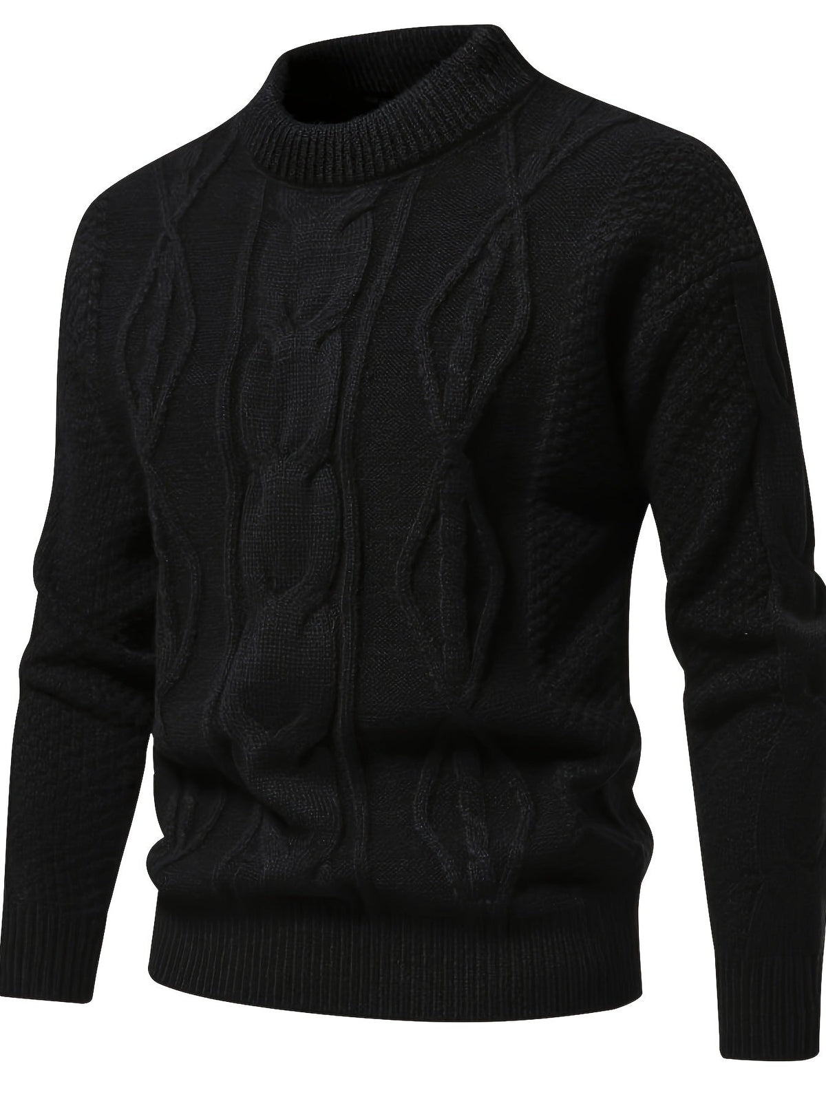 Men's Long Sleeve Crew Neck Cable Knitted Sweater
