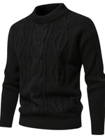 Men's Long Sleeve Crew Neck Cable Knitted Sweater